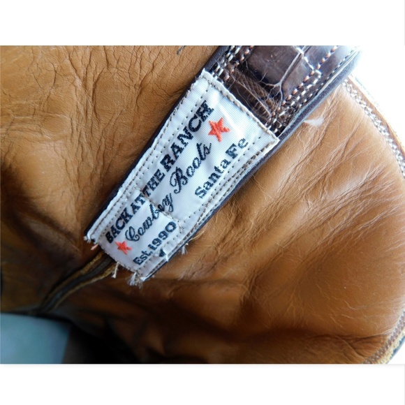 BACK AT THE RANCH Brown Crocodile Cowboy Boots 8.5 - Picture 8 of 8